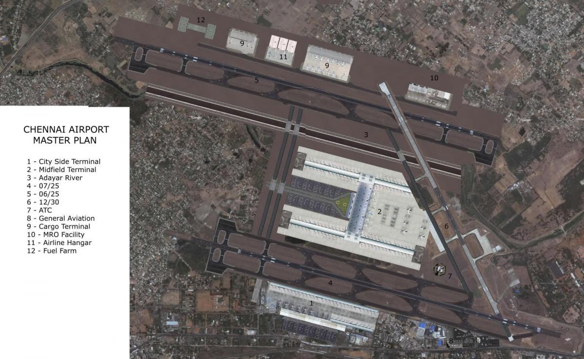 mapa de Chennai aeroporto