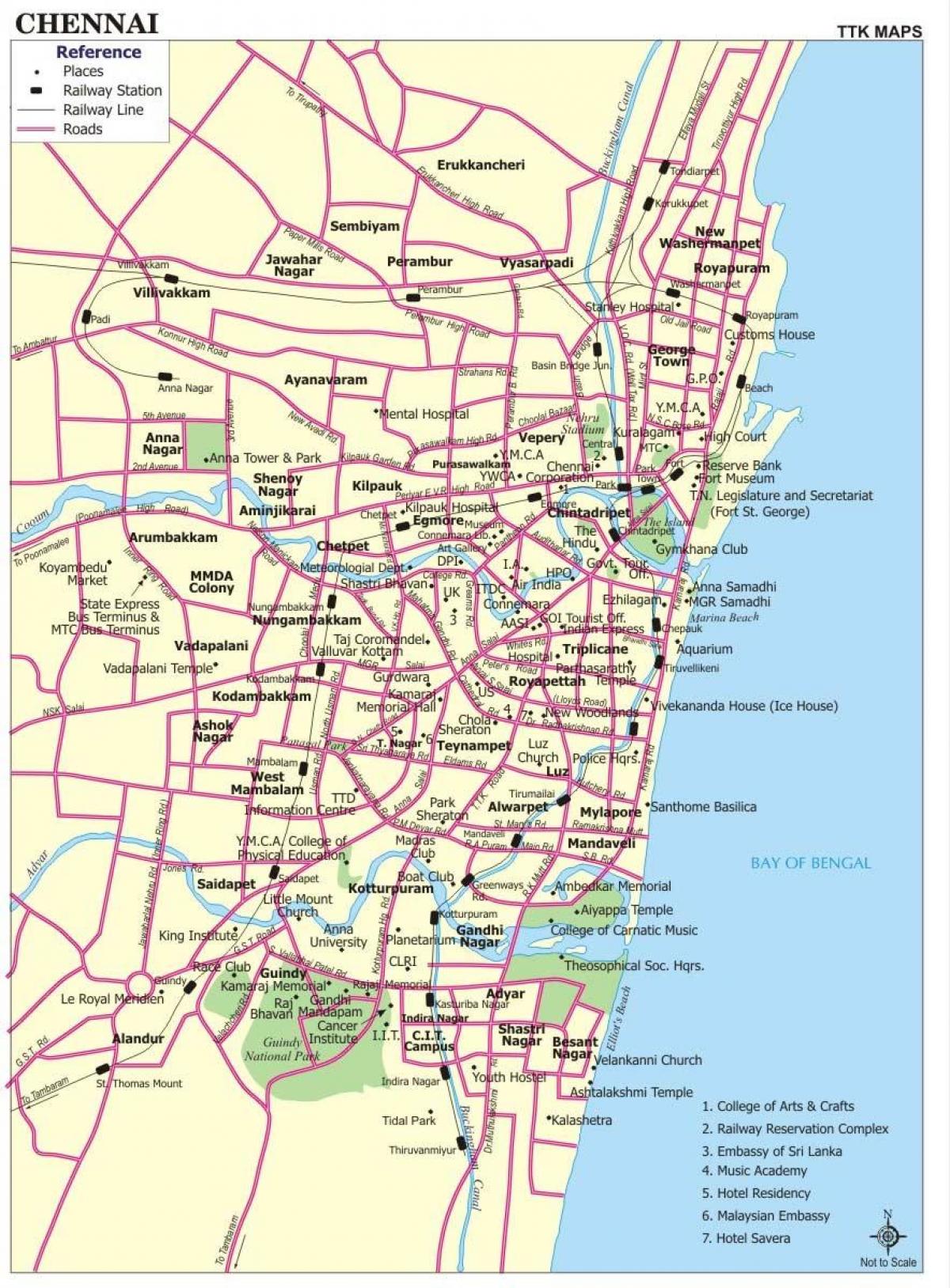 mapa do camiño de Chennai