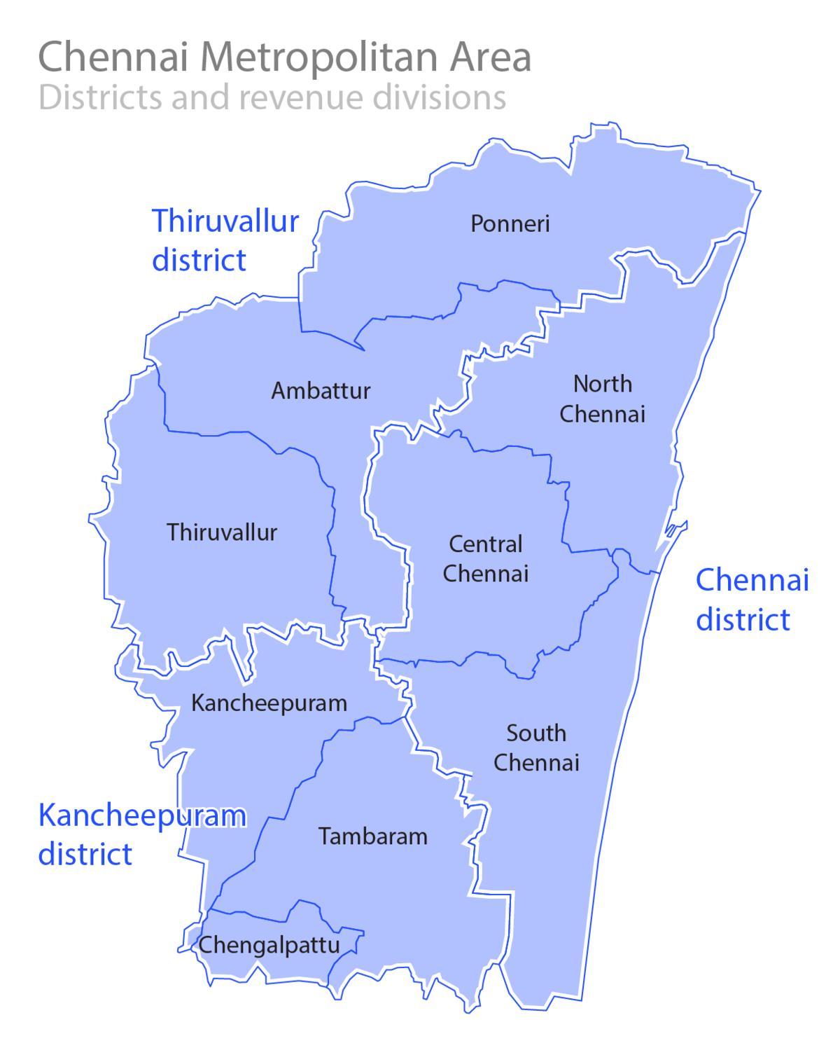 Chennai límite mapa