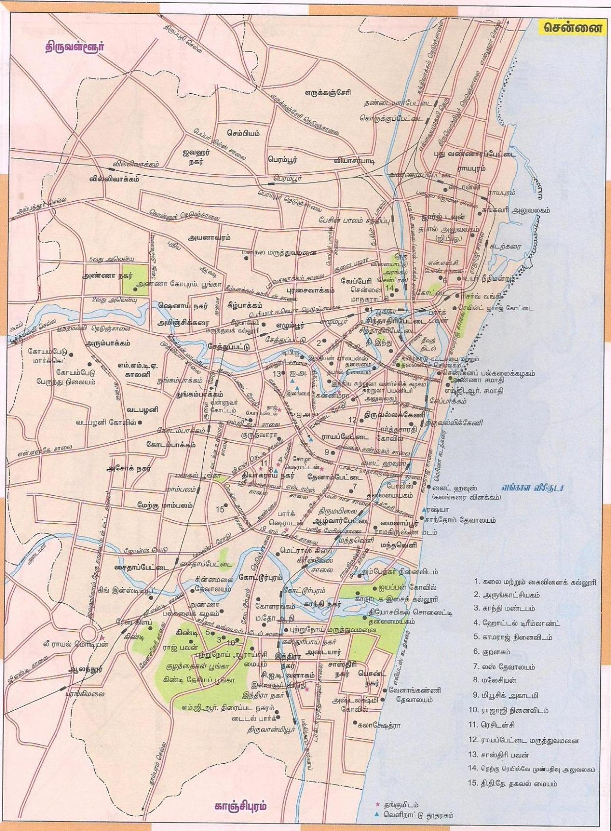 mapa da ruta de Chennai