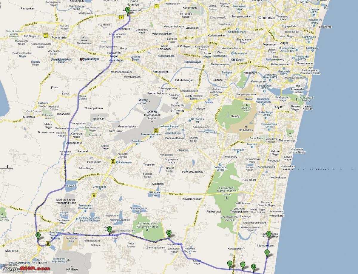 mapa da ruta Chennai