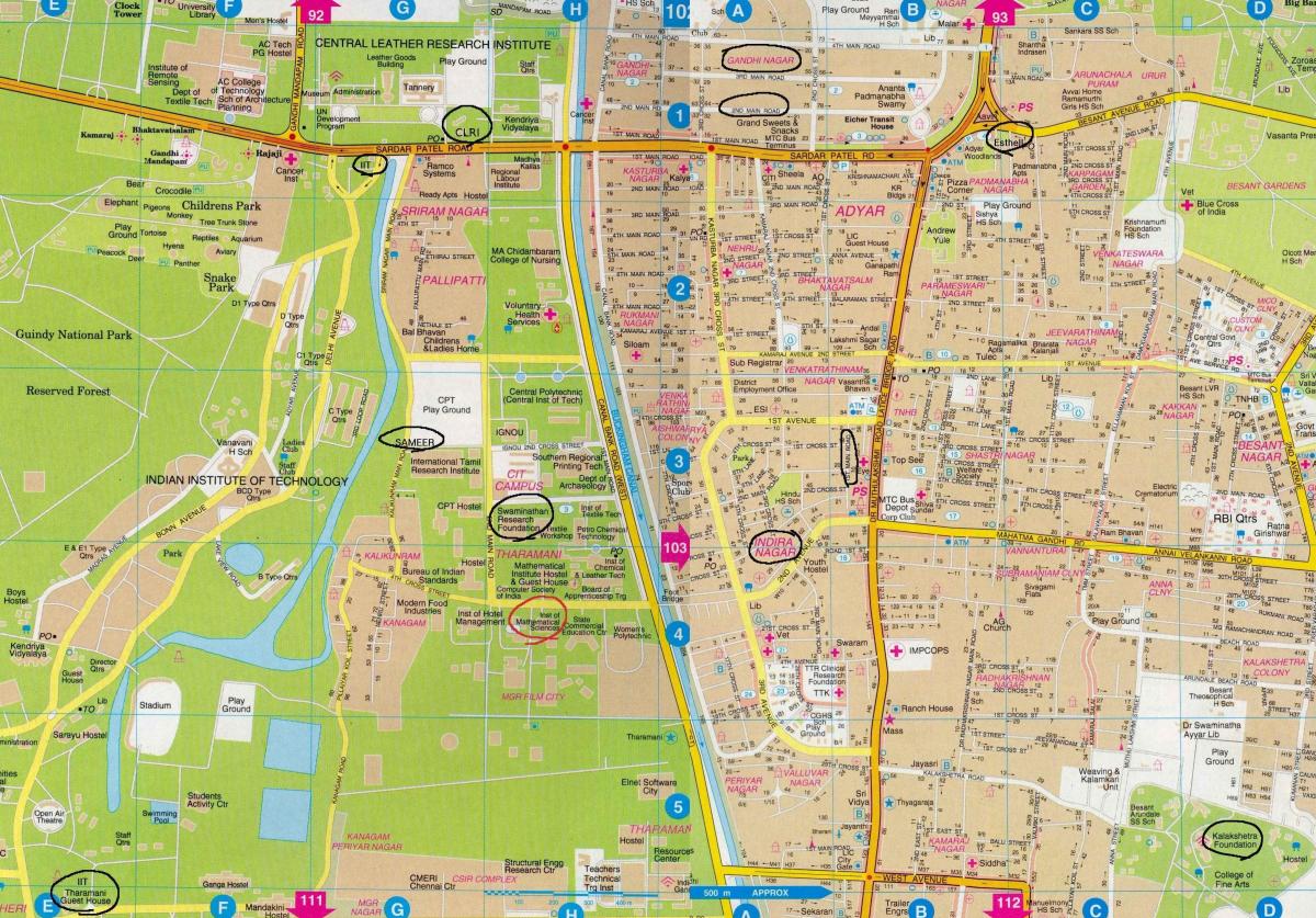 mapa detallado de Chennai