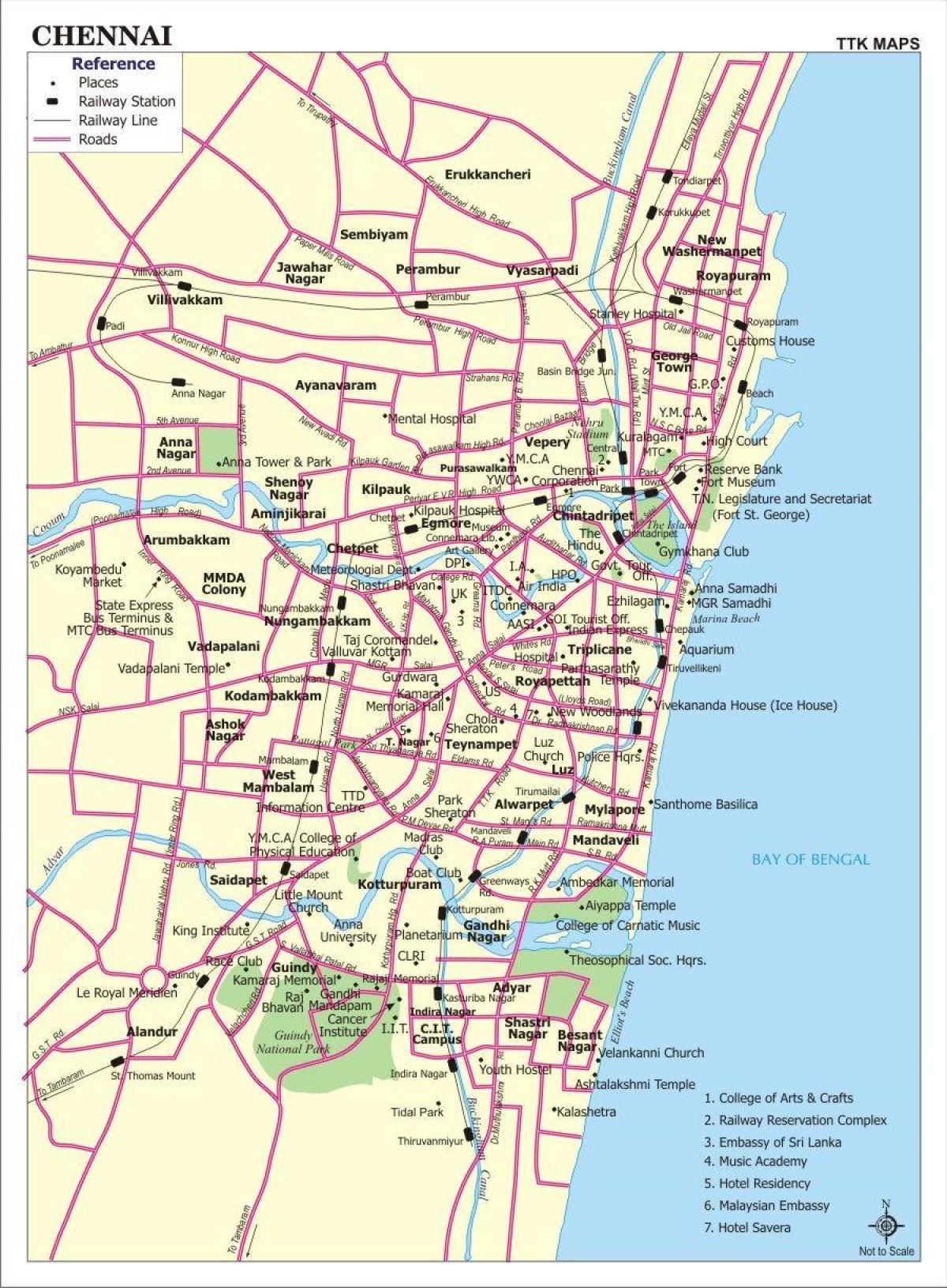 mapa de Chennai cidade