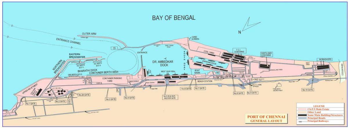 mapa de Chennai porto