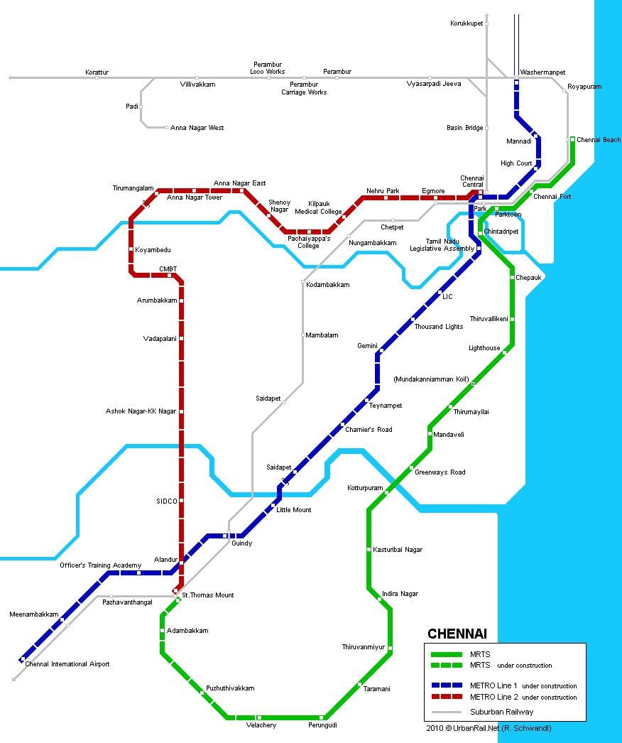 raíz mapa de Chennai
