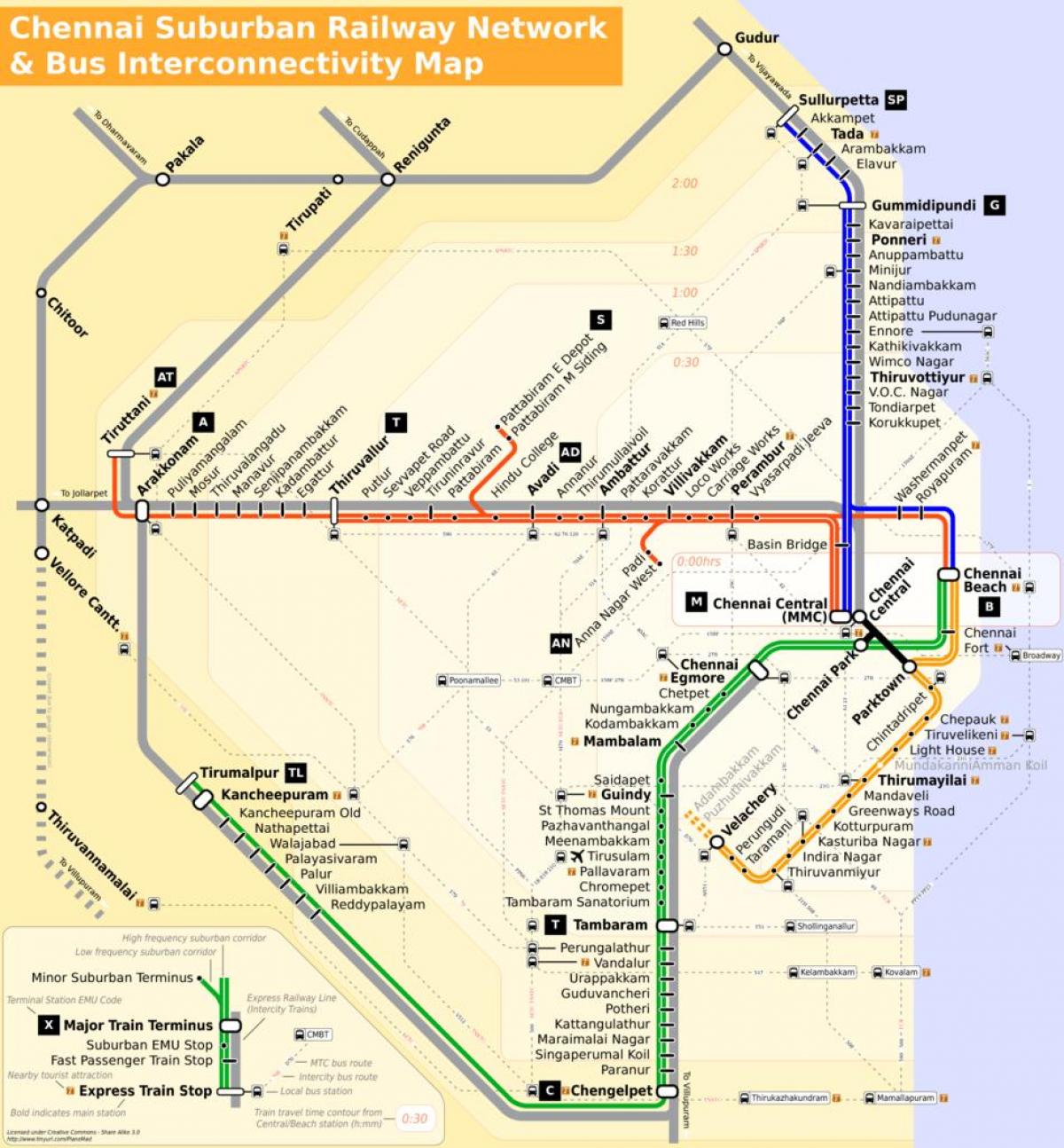 Chennai tren mapa da ruta