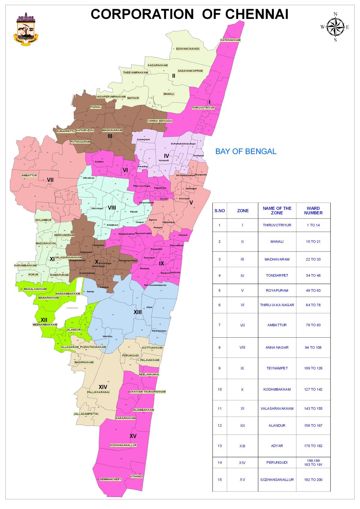 Chennai corporación ward mapa