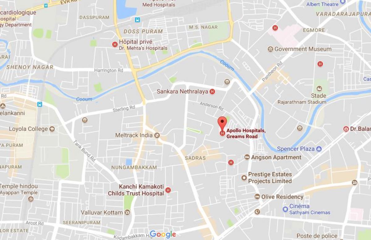 Apolo hospital Chennai Greams estrada mapa