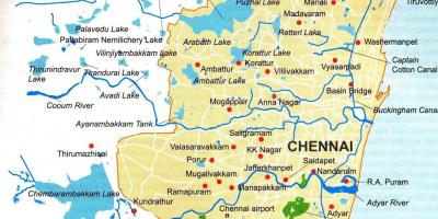 Chennai corpos de auga mapa