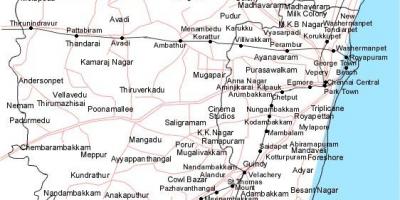 Chennai mapa con direccións