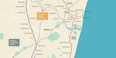 Metro ferroviario Chennai mapa da ruta fase 2