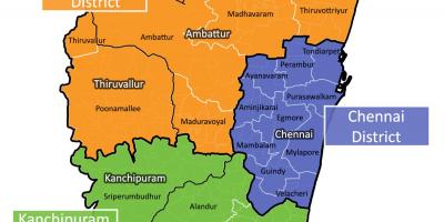 Chennai mapa con áreas